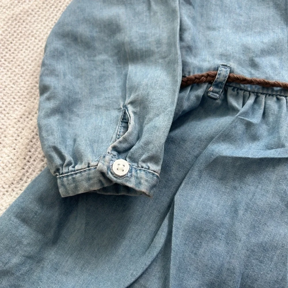 Carter's Blue Denim Button-Down Dress with Brown Braided Belt